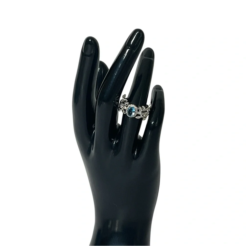 Brenda Stone Lab Created‎ Blue Topaz With Rhodium Plating Women's 7 Ring
